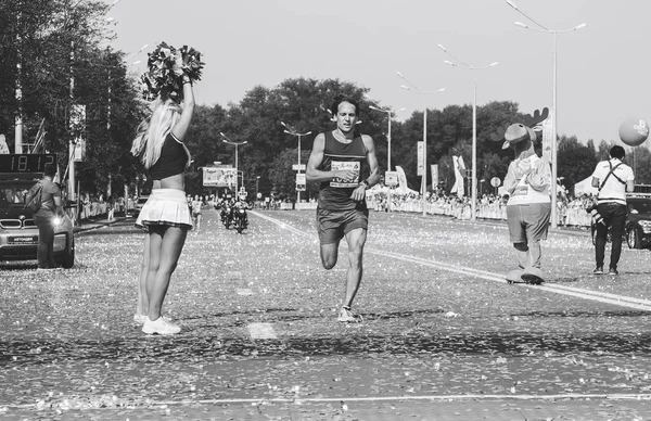 Setembro 2018 Minsk Belarus Meia Maratona Minsk 2018 Homem Corre — Fotografia de Stock