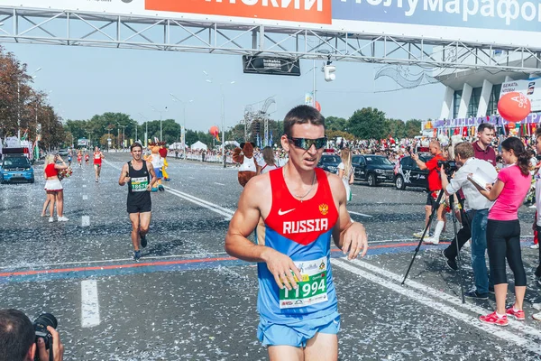 Eylül 2018 Minsk Belarus Yarı Maratonu Minsk 2018 Rusya Tişörtlü — Stok fotoğraf