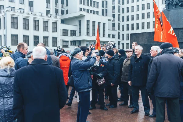 Novembro 2018 Minsk Belarus Aniversário Grande Revolução Socialista Outubro Grupo — Fotografia de Stock