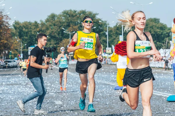 Setembro 2018 Minsk Belarus Meia Maratona Minsk 2018 Homens Correm — Fotografia de Stock