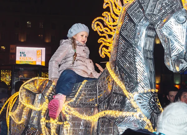 December 2018 Minsk Wit Rusland New Year Feesten Het Stadsplein — Stockfoto
