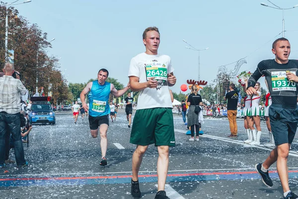 September 9, 2018 Minsk Belarus Half Marathon Minsk 2018 Running in the city — Stock Photo, Image