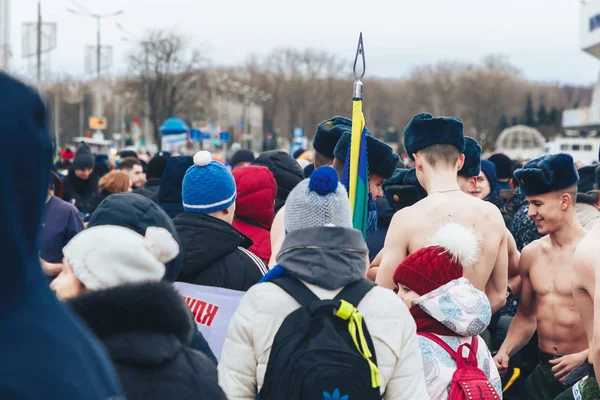 Febrero 2019 Minsk Bielorrusia Carrera Honor Fiesta Febrero Soldados Con — Foto de Stock