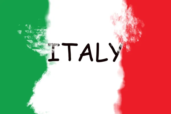 Italiaanse Tricolor vlag op abstracte afbeelding Italië brief. — Stockfoto