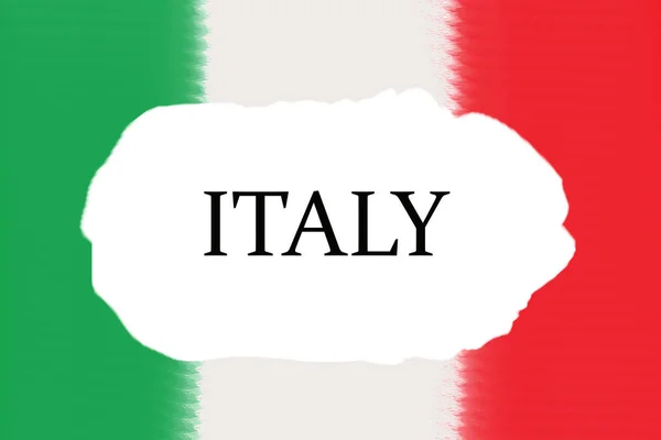 Italienische trikolore flagge auf abstrakt bild italien buchstabe. — Stockfoto