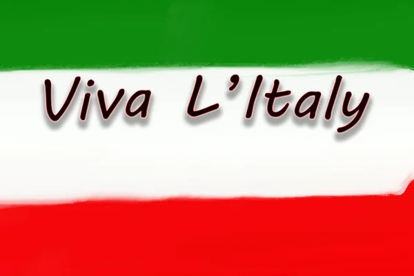 Italienische trikolore flagge auf abstrakt bild viva italien buchstabe. — Stockfoto