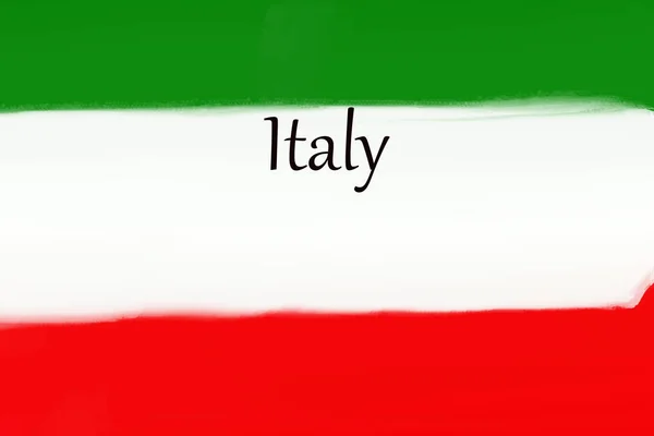 Italienische trikolore flagge auf abstrakt bild italien buchstabe. — Stockfoto