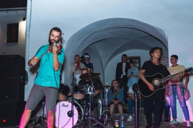 1 Eylül 2018 Minsk Beyaz Rusya sokak Şenlikleri akşam şehrin