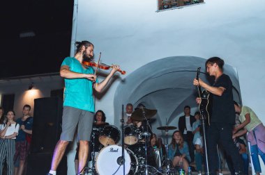 1 Eylül 2018 Minsk Beyaz Rusya sokak Şenlikleri akşam şehrin