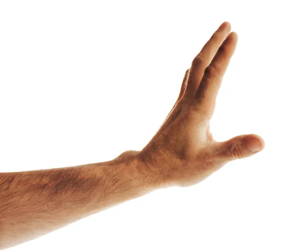 Mão aberta com palma para cima isolada em branco — Fotografia de Stock
