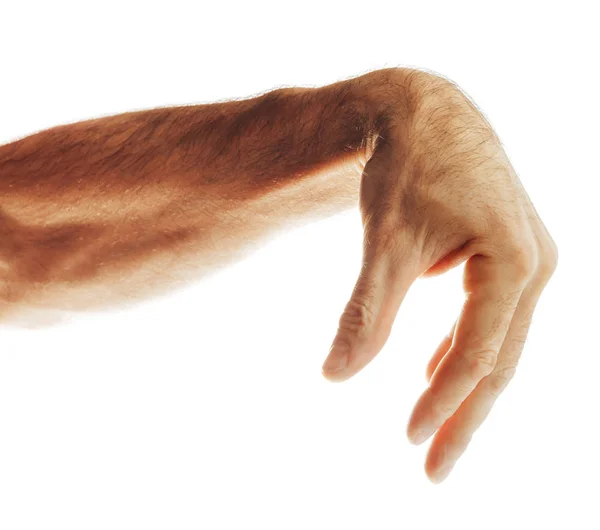 Otevřená ruka s dlaní nahoru izolovanou na bílém — Stock fotografie
