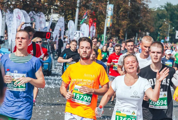 9. September 2018 Minsk Weißrussland Halbmarathon Minsk 2018 Laufen in der Stadt — Stockfoto