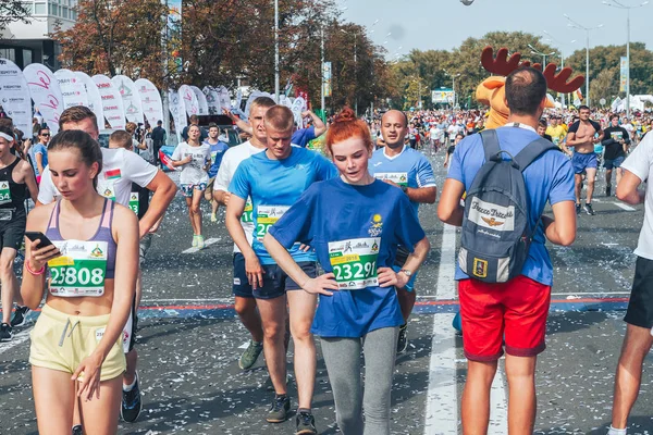 Septiembre 9, 2018 Minsk Bielorrusia Media Maratón Minsk 2018 Correr en la ciudad — Foto de Stock