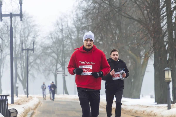 Febrero 9, 2019 Minsk Bielorrusia Run dedicada al 14 de febrero Para el Qahanna — Foto de Stock