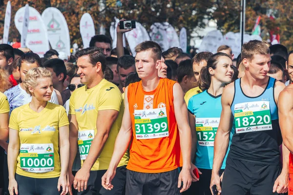 Septiembre 9, 2018 Minsk Bielorrusia Media Maratón Minsk 2018 Correr en la ciudad —  Fotos de Stock