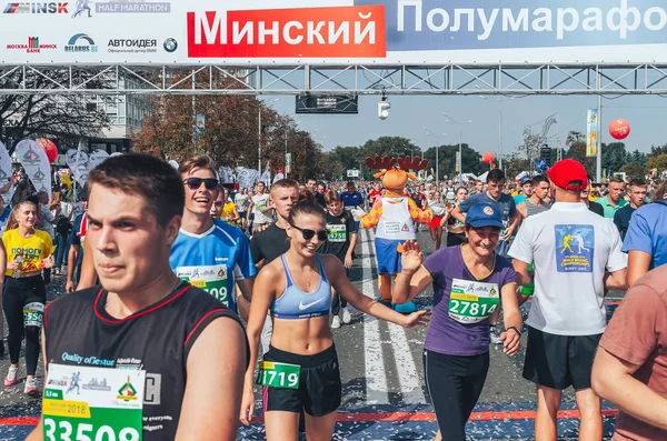 September 9, 2018 Minsk Belarus Half Marathon Minsk 2018 Running in the city — Stock Photo, Image