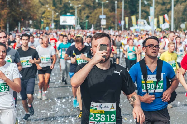 September 9, 2018 Minsk Belarus Half Marathon Minsk 2018 Running in the city — Stock Photo, Image