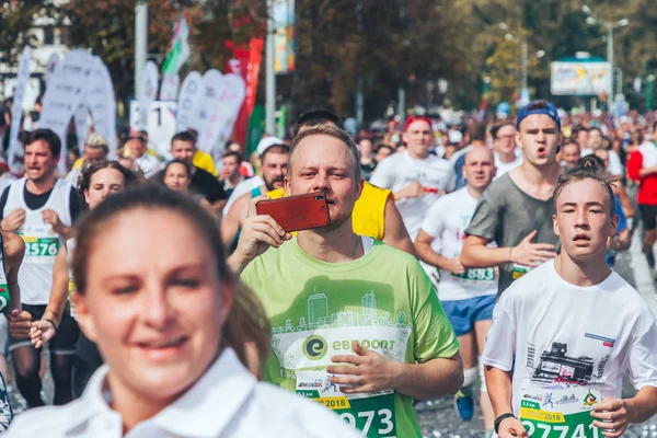 2018 년 9 월 9 일에 확인 함 . Minsk Belarus Half Marathon Minsk 2018 Running in the city — 스톡 사진