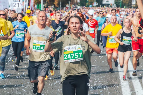 9. September 2018 Minsk Weißrussland Halbmarathon Minsk 2018 Laufen in der Stadt — Stockfoto