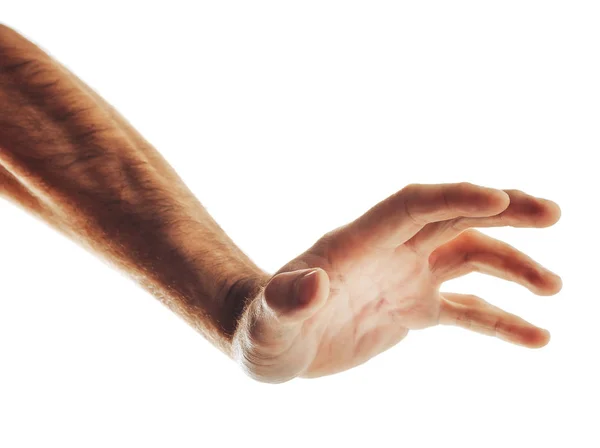 Mão aberta com palma para cima isolada em branco — Fotografia de Stock