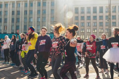 8 Mart 2019, Minsk Belarus Yarışı Kadınlar Günü onuruna 8 Mart