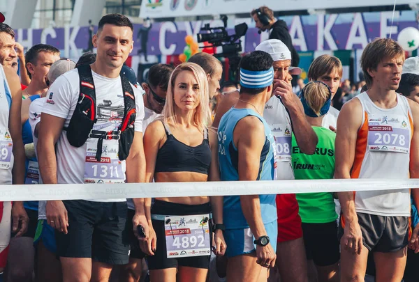 Septiembre 9, 2018 Minsk Bielorrusia Media Maratón Minsk 2018 Correr en la ciudad —  Fotos de Stock