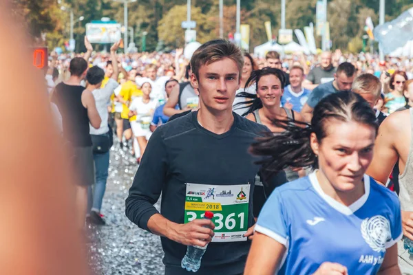 Setembro 9, 2018 Minsk Belarus Meia Maratona Minsk 2018 Correndo na cidade — Fotografia de Stock