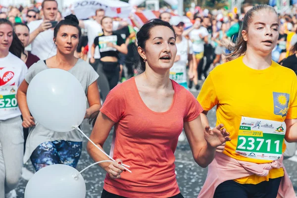 Setembro 9, 2018 Minsk Belarus Meia Maratona Minsk 2018 Correndo na cidade — Fotografia de Stock