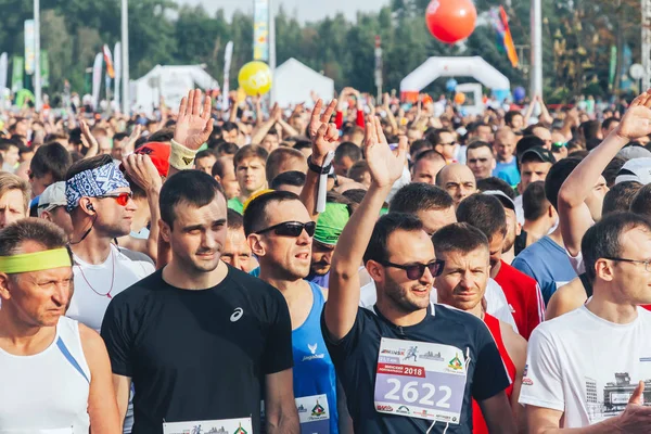 Setembro 9, 2018 Minsk Belarus Meia Maratona Minsk 2018 Correndo na cidade — Fotografia de Stock