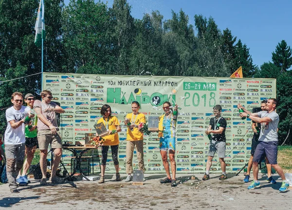 26-27 de mayo de 2018 Naliboki, Belarús Maratón amateur bielorruso Naliboki — Foto de Stock
