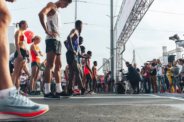 Setembro 9, 2018 Minsk Belarus Meia Maratona Minsk 2018 Correndo na cidade — Fotografia de Stock