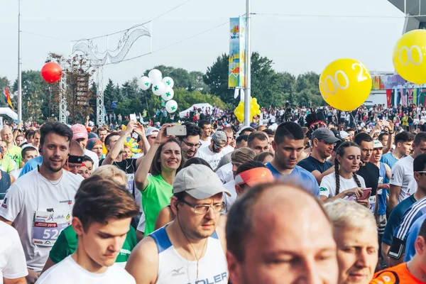 Septiembre 9, 2018 Minsk Bielorrusia Media Maratón Minsk 2018 Correr en la ciudad — Foto de Stock