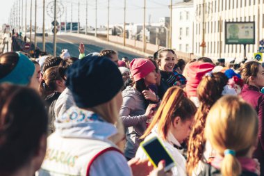 8 Mart 2019, Minsk Belarus Yarışı Kadınlar Günü onuruna 8 Mart