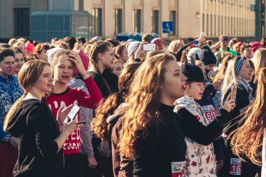 8 Mart 2019, Minsk Belarus Yarışı Kadınlar Günü onuruna 8 Mart