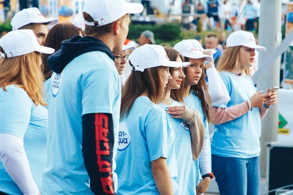 Septiembre 15, 2018 Minsk Bielorrusia Media Maratón Minsk 2019 Correr en la ciudad — Foto de Stock