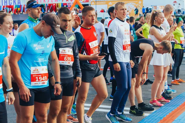 Wrzesień 15, 2018 Mińsk Białoruś Półmaraton Mińsk 2019 Bieg w mieście — Zdjęcie stockowe