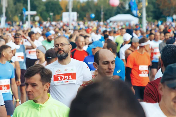 Septiembre 15, 2018 Minsk Bielorrusia Media Maratón Minsk 2019 Correr en la ciudad — Foto de Stock