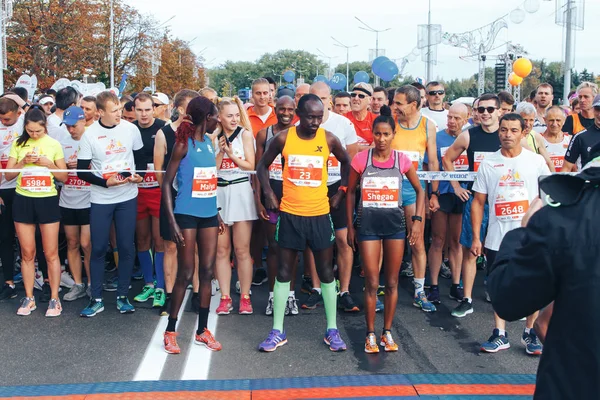 September 15, 2018 Minsk Belarus Half Marathon Minsk 2019 Running in the city — Stock Photo, Image