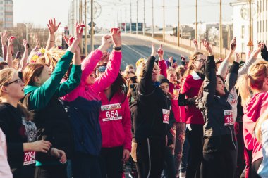 8 Mart 2019, Minsk Belarus Yarışı Kadınlar Günü onuruna 8 Mart
