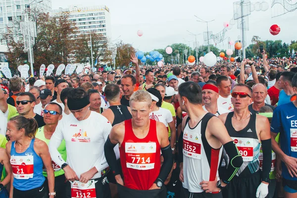 15 september 2018 Minsk Vitryssland Halvmaraton Minsk 2019 Springa i staden — Stockfoto