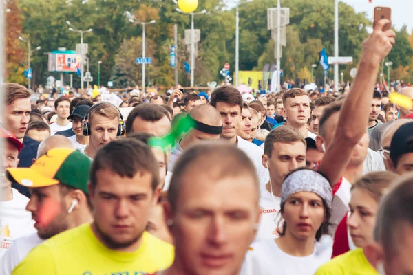 Septiembre 15, 2018 Minsk Bielorrusia Media Maratón Minsk 2019 Correr en la ciudad — Foto de Stock