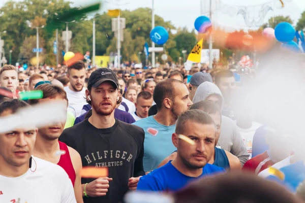 Setembro 15, 2018 Minsk Belarus Meia Maratona Minsk 2019 Correndo na cidade — Fotografia de Stock