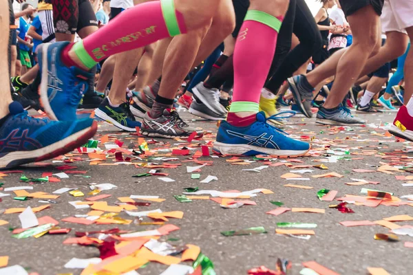 Septiembre 15, 2018 Minsk Bielorrusia Media Maratón Minsk 2019 Correr en la ciudad — Foto de Stock