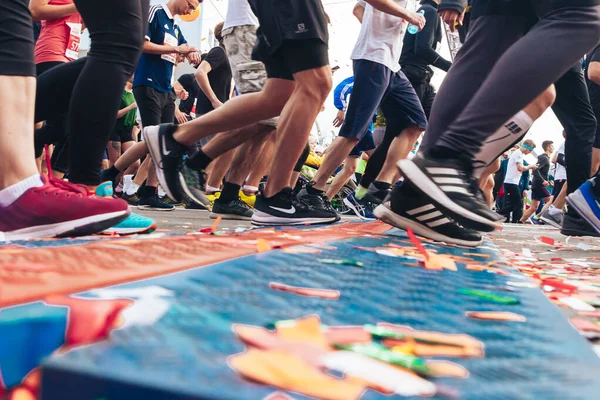 Septiembre 15, 2018 Minsk Bielorrusia Media Maratón Minsk 2019 Correr en la ciudad — Foto de Stock