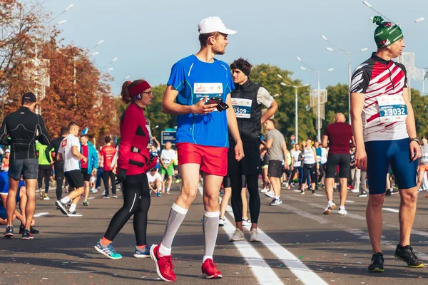 Septiembre 15, 2018 Minsk Bielorrusia Media Maratón Minsk 2019 Correr en la ciudad — Foto de Stock