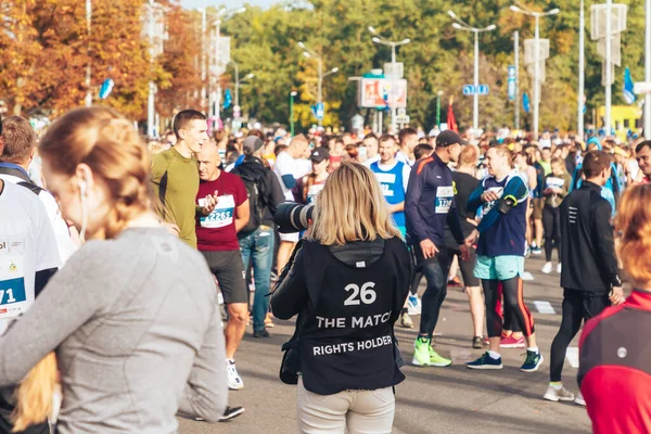 15. september 2018 Minsk Hviderusland Halvmaraton Minsk 2019 Løb i byen - Stock-foto