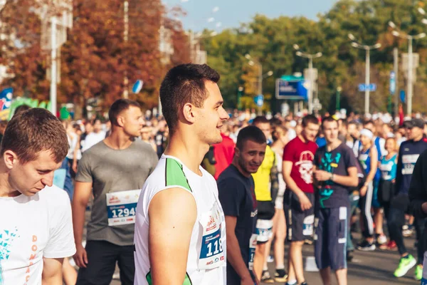 Wrzesień 15, 2018 Mińsk Białoruś Półmaraton Mińsk 2019 Bieg w mieście — Zdjęcie stockowe