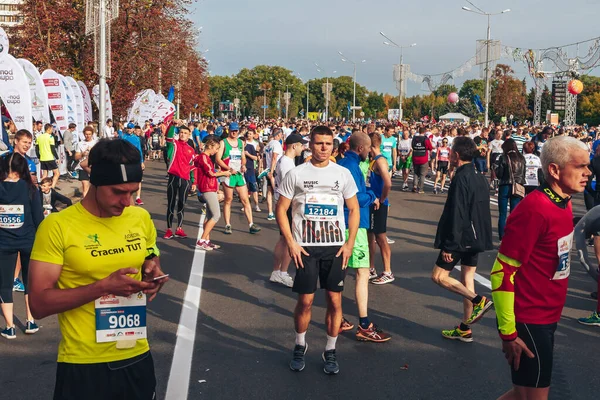 Septiembre 15, 2018 Minsk Bielorrusia Media Maratón Minsk 2019 Correr en la ciudad — Foto de Stock