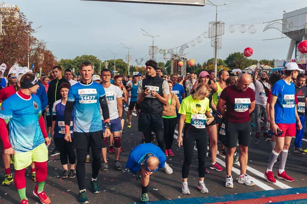 Setembro 15, 2018 Minsk Belarus Meia Maratona Minsk 2019 Correndo na cidade — Fotografia de Stock