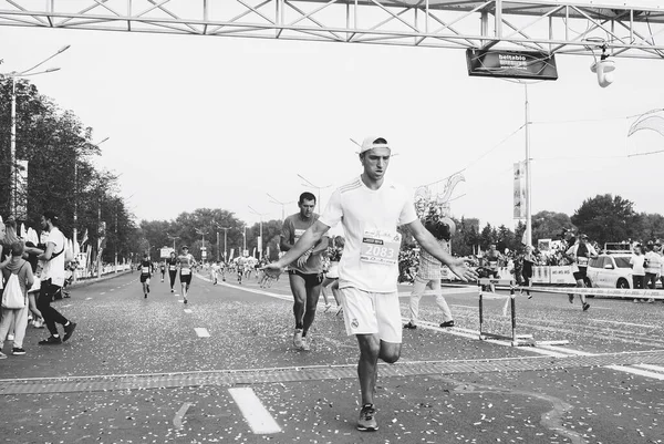 Setembro 2018 Minsk Belarus Meia Maratona Minsk 2018 Atleta Corre — Fotografia de Stock